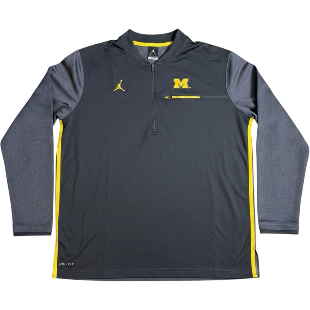 Michigan Wolverines Jordan Dri-FIT Quarter Zip Pullover Mens Large Grey Jump Man